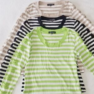 3 striped top with sleeve bow detail XS